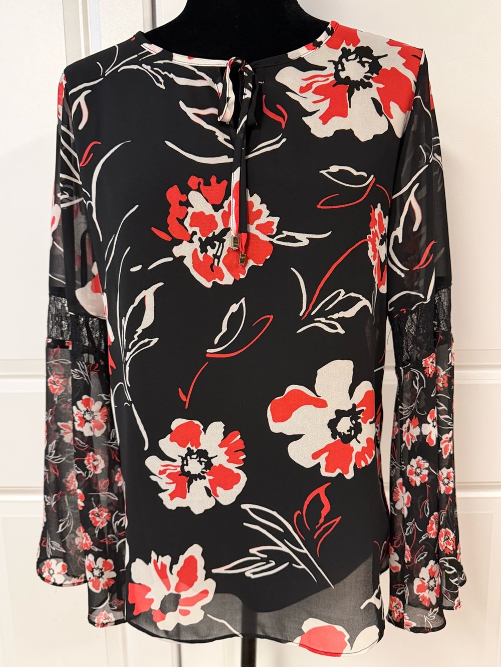 Calvin Klein Floral Print Bell Sleeve Blouse